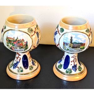Vintage German Ceramic WINE CHALICE GOBLETS